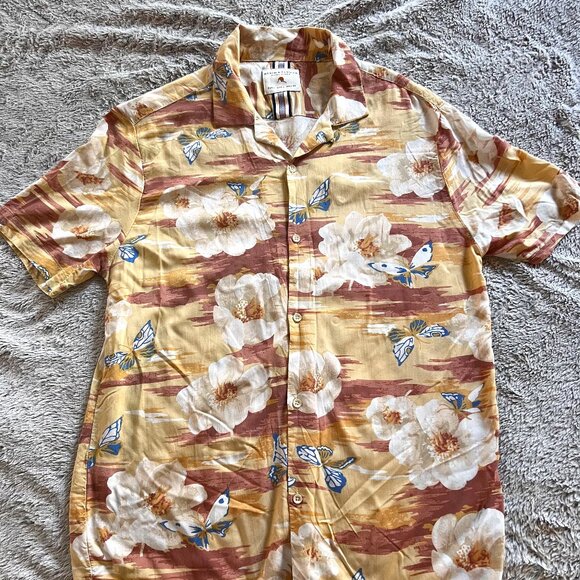 Men’s Denim & Flower Ricky Singh Hawaiian Multi Floral Button Up Shirt Size L - Picture 1 of 3